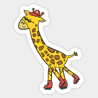 Rollerskater Giraffe Sticker